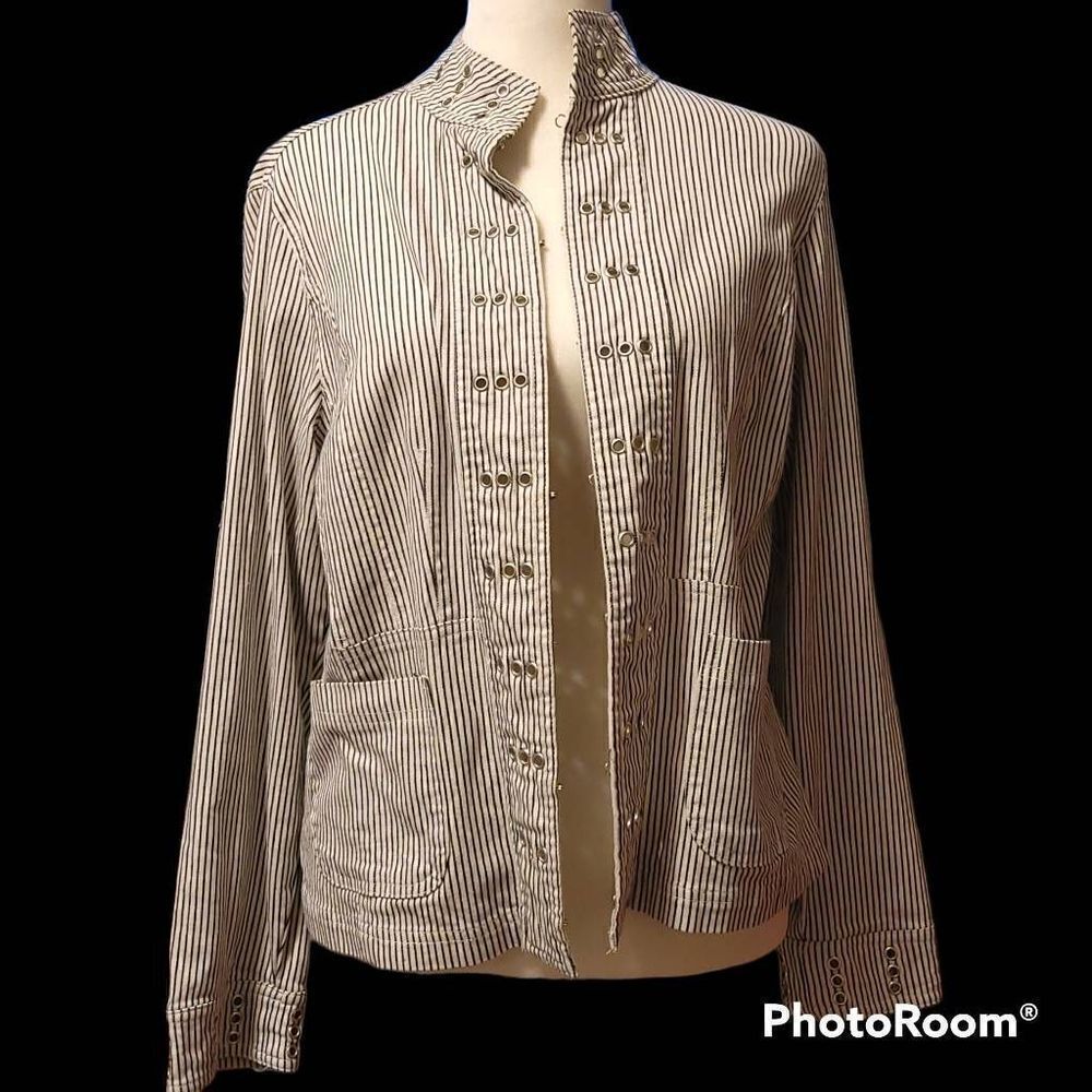 Spartelle Lightweight Cotton Blend Pinstripe Jacket Women's Size Small